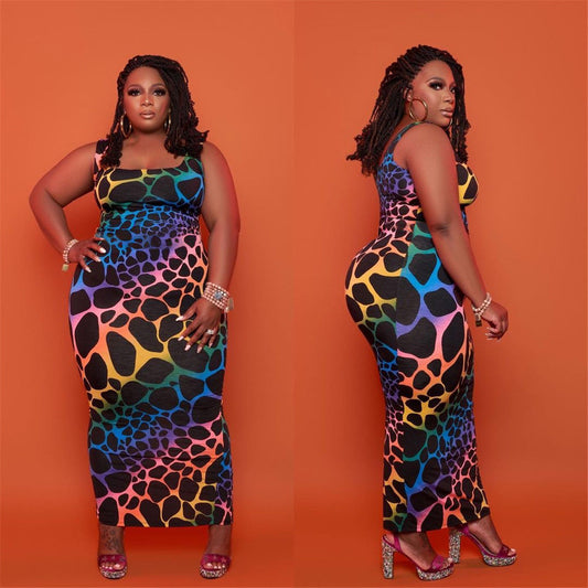 American Plus Size Color Leopard Print Womens Clothing